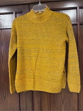 Wednesday Girl Sweater XS Extra Small Mustard Yellow Mock Neck Marled Knit Cozy